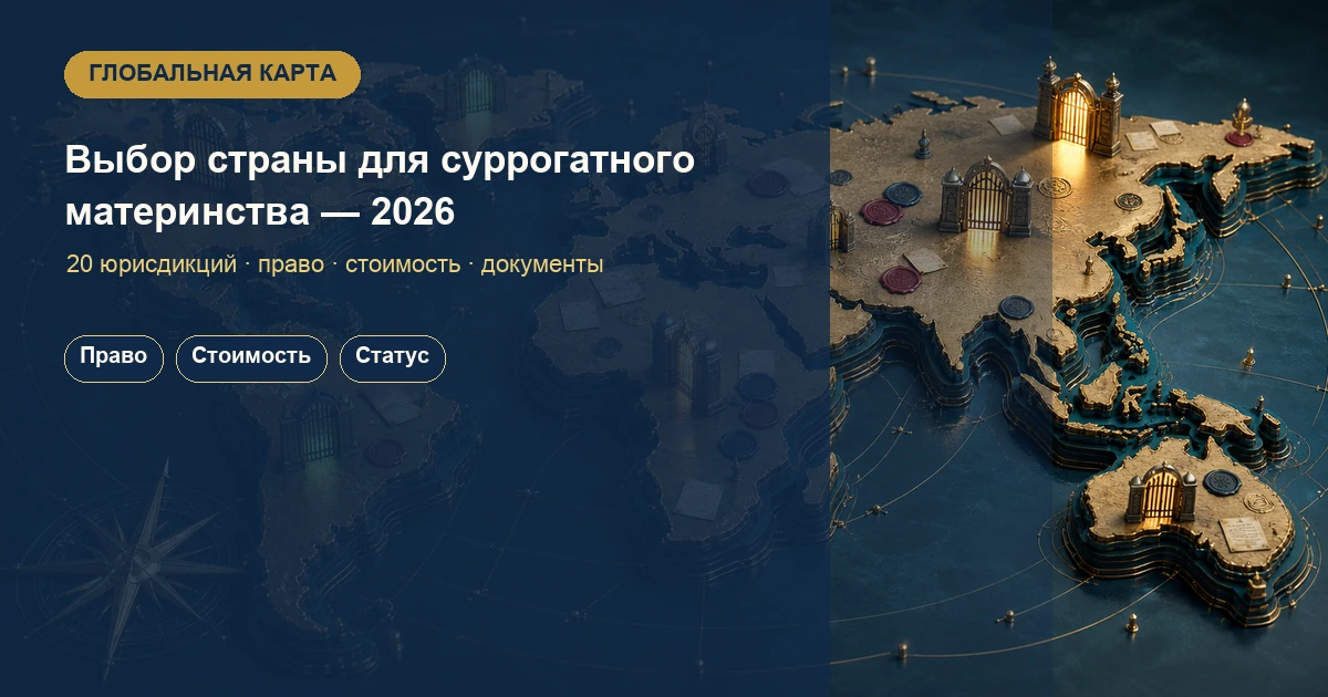 Карта стран для трансграничного суррогатного материнства — 2026: законы, стоимость и риски статуса в 20 юрисдикциях