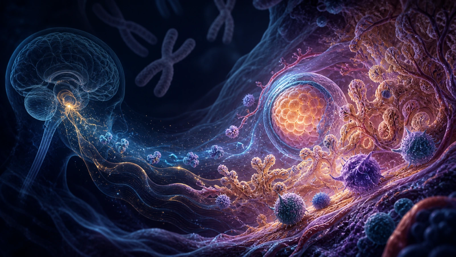 Abstract medical image of the maternal-fetal interface, embryo and GDF15 signalling