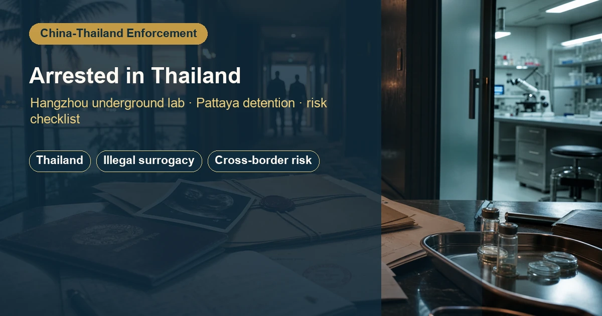 Arrested in Thailand: What the Hangzhou Illegal Surrogacy Case Teaches About Cross-Border Risk