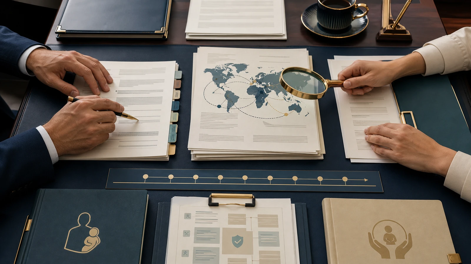 Concept illustration of clause-by-clause review of an international surrogacy service agreement