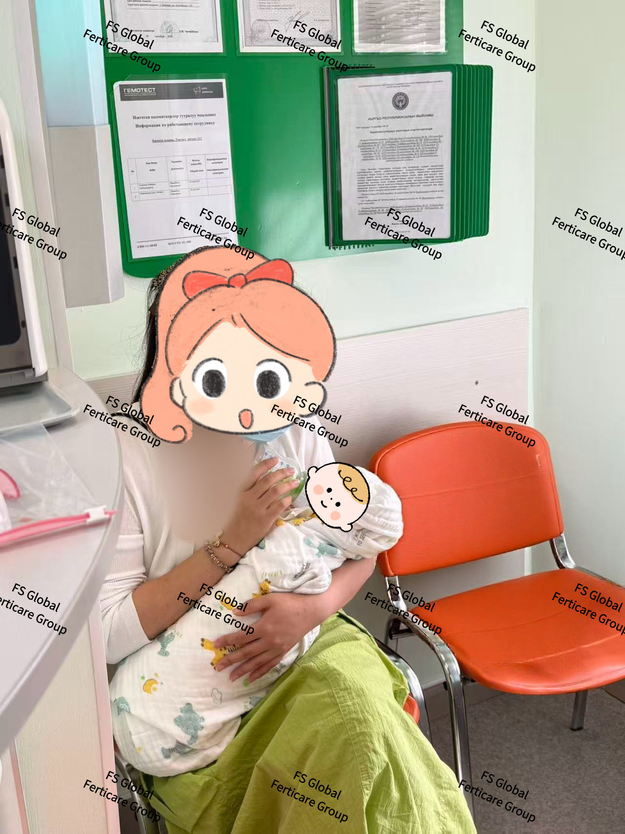 Клиент приехал с малышом на руках.