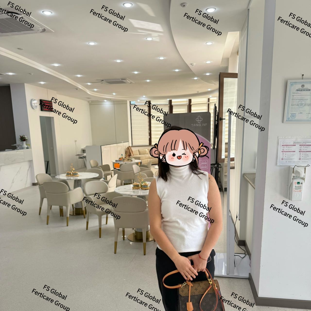 Arrival at the partner fertility clinic for the stage checkup.