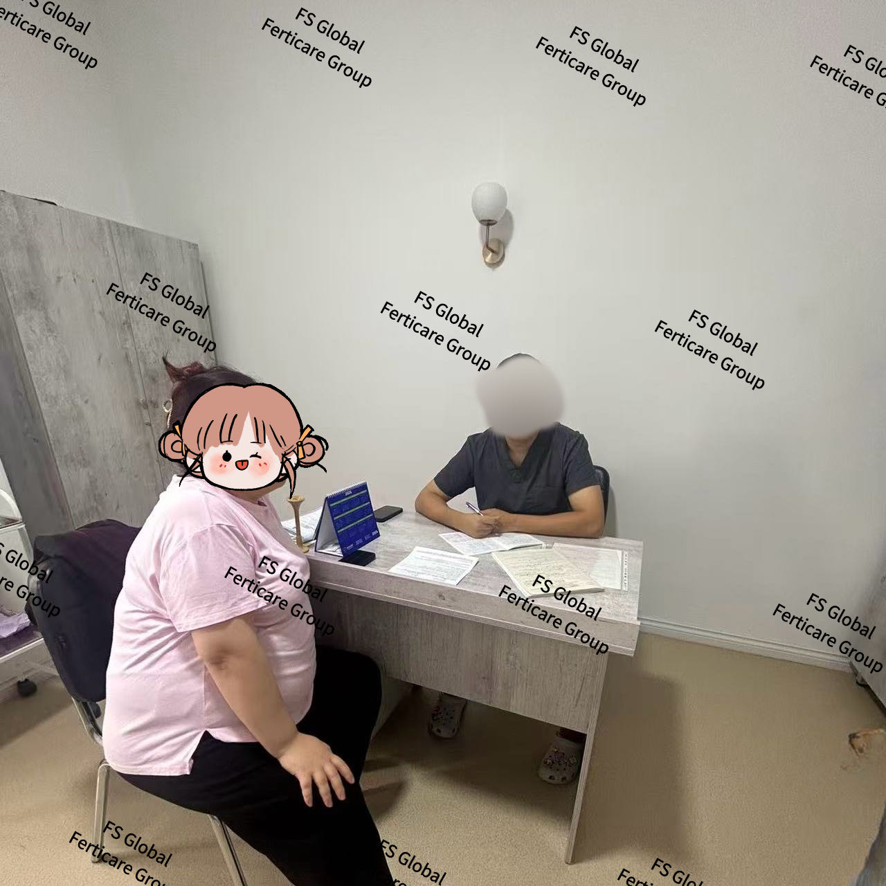工作人员陪同两位志愿者分别完成当日产检。